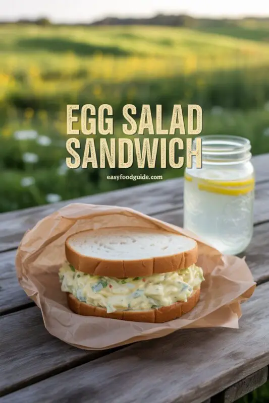 egg salad sandwich in a picnic setting