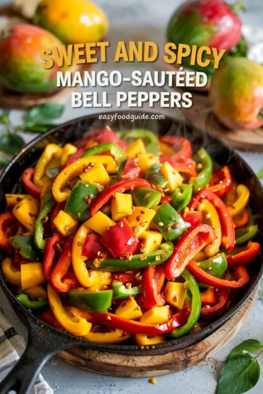 Colorful bell peppers sautéed with mango