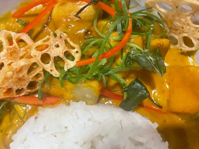 Thai Yellow Curry Recipe cooked dish with rice