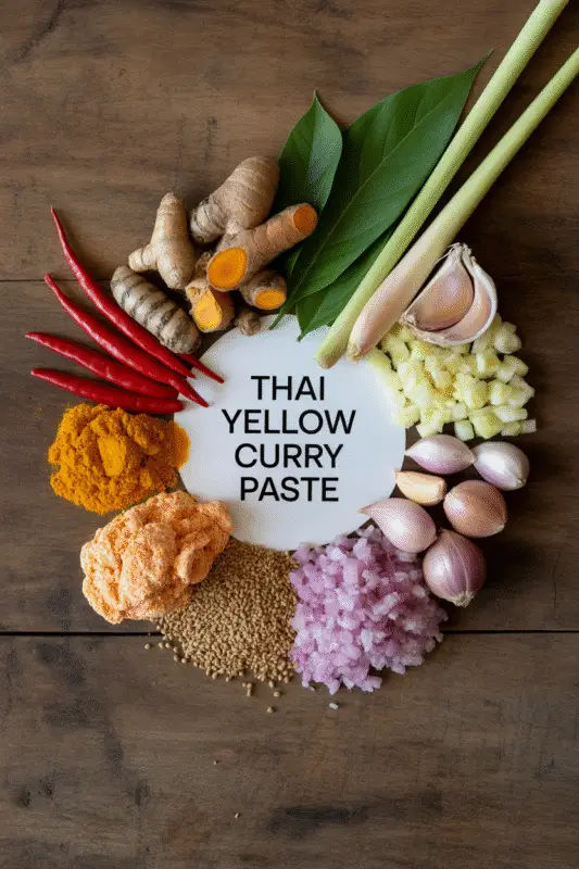 Thai Yellow Curry Paste Raw Ingredients for Recipe