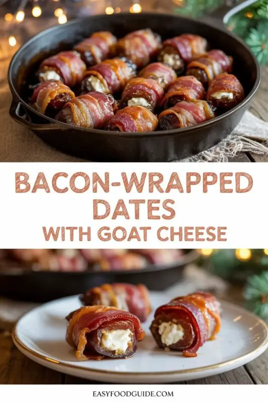 A delicious plate of bacon-wrapped dates filled with goat cheese.