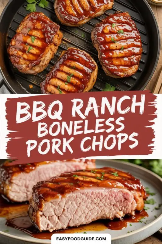 Grilled BBQ Ranch Boneless Pork Chops.