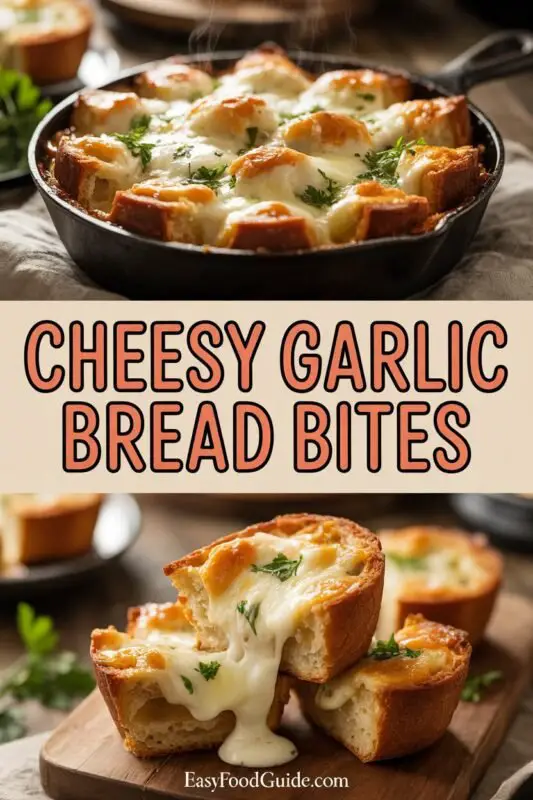 Golden cheesy garlic bread bites