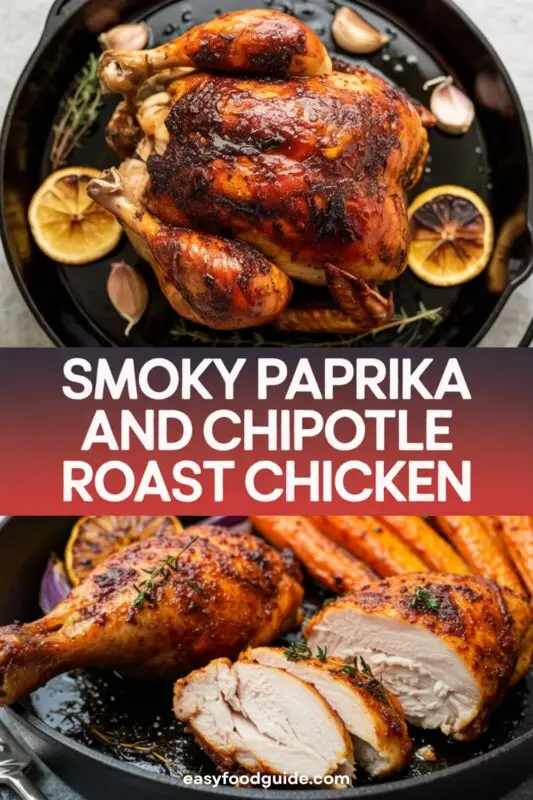 A golden roasted chicken with smoky paprika and chipotle spices.