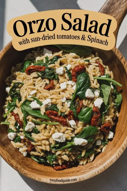 Orzo Salad with Sun Dried Tomatoes and Spinach