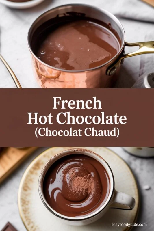 A cozy mug of French hot chocolate with whipped cream and chocolate shavings, surrounded by a warm blanket.