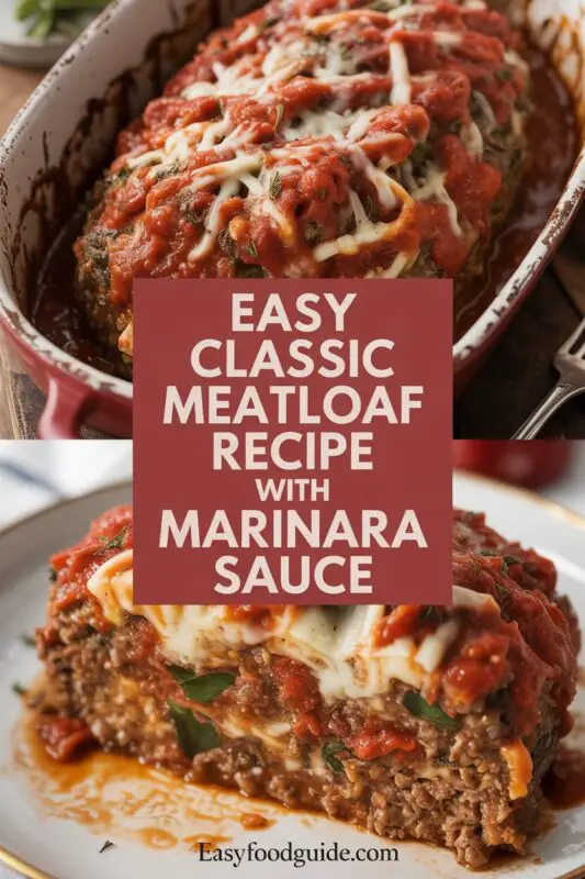 A hearty Italian meatloaf topped with marinara sauce, served with mashed potatoes and garnished with parsley.