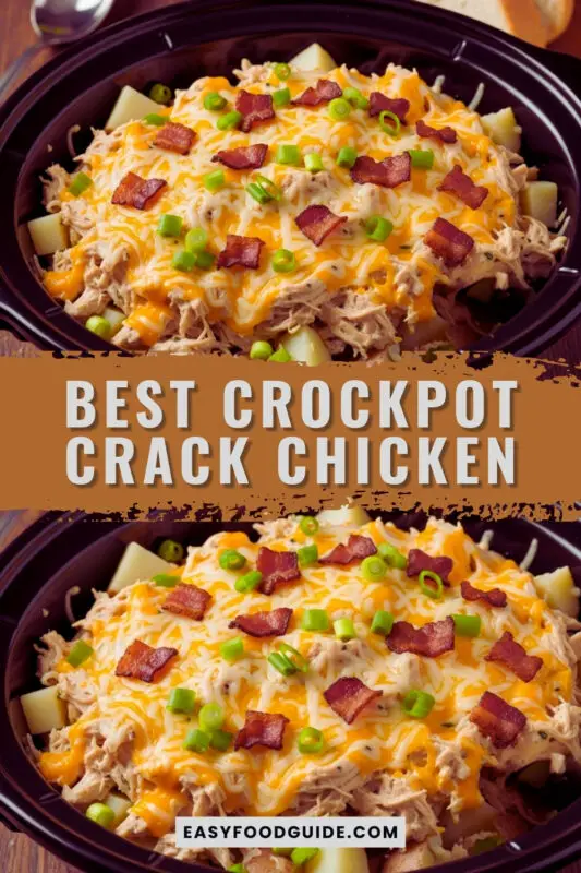 A hearty bowl of crack chicken with potatoes, cheese, bacon, and green onions, served with bread.