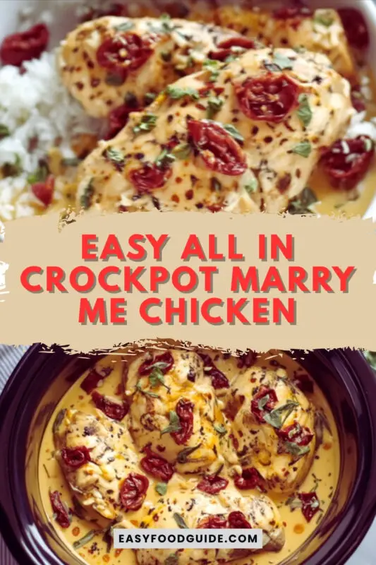 Creamy Marry Me Chicken with sun-dried tomato sauce on a plate, garnished with basil, served with pasta.