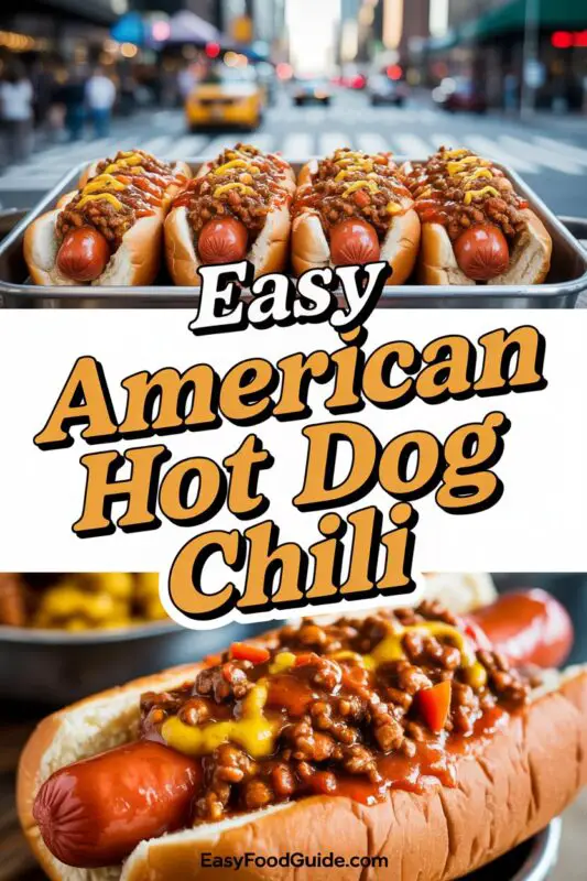 Hot dog chili served over grilled hot dogs in buns, garnished with onions and cheese, on a picnic table.