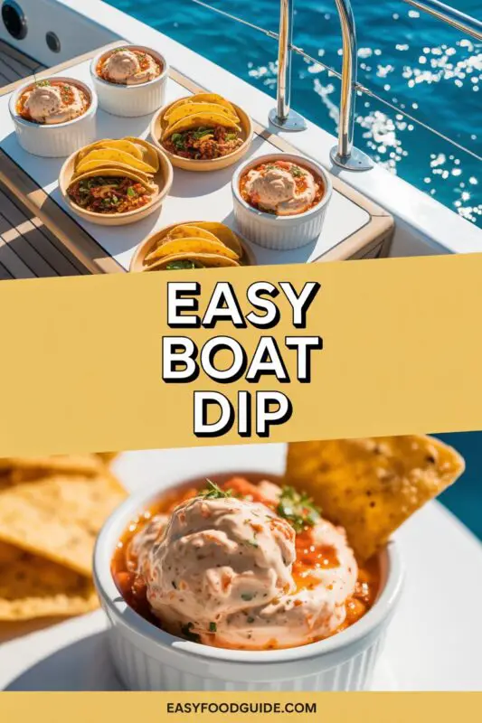 A bowl of creamy boat dip with tortilla chips and fresh veggies, set in a sunny outdoor setting.