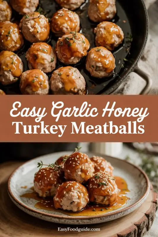 Juicy Garlic Honey Turkey Meatballs in a sweet-savory sauce, ready in 30 mins! A healthy, quick dinner your family will love—try them tonight!