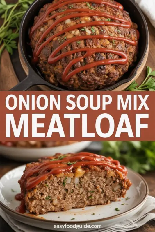 Sliced meatloaf topped with ketchup on a cutting board, served with mashed potatoes and parsley.