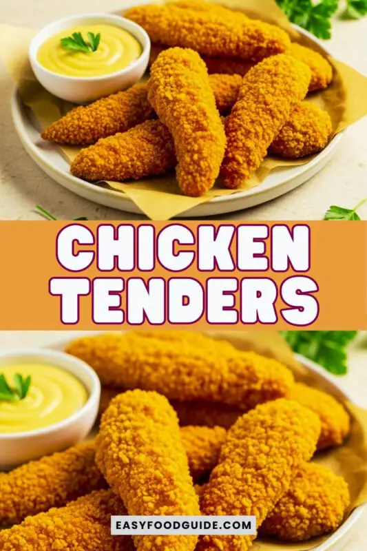 air-fried-chicken-tenders-1 Crispy air fried chicken tenders served with dipping sauce on a rustic wooden table.