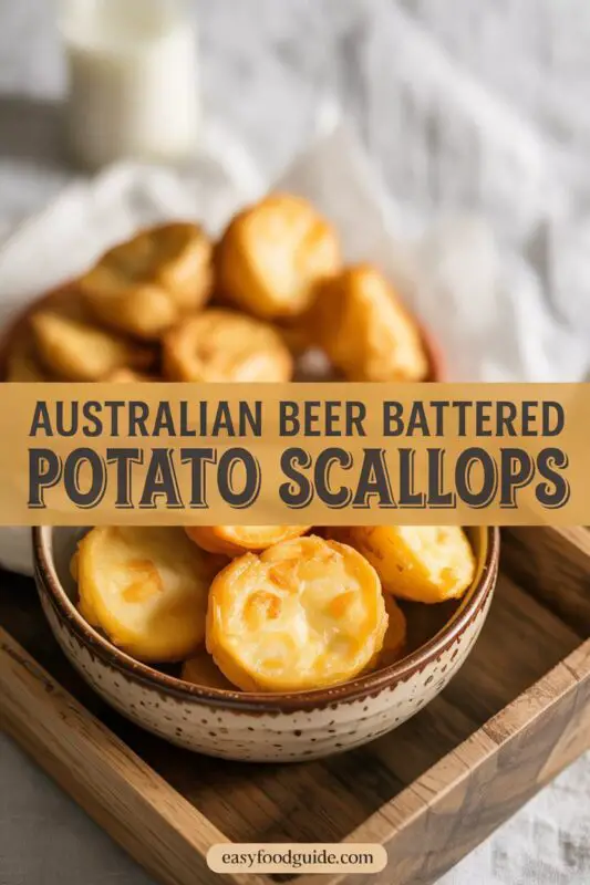 Crispy beer battered potato scallops