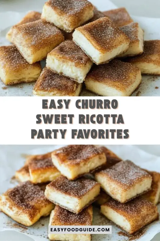 Golden churro cheesecake bites sprinkled with cinnamon sugar on a rustic plate with fresh strawberries.