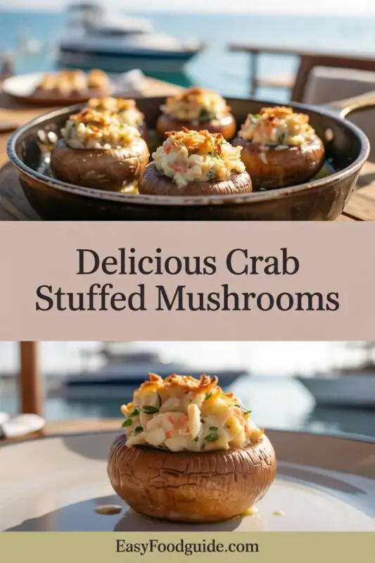 crab stuffed mushrooms showcasing the creamy filling and golden tops.