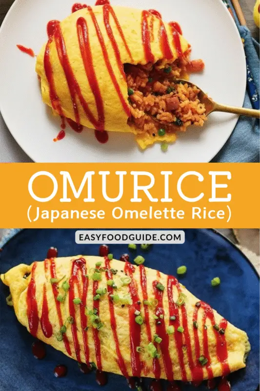 A beautifully plated omurice with a golden omelette and ketchup fried rice, garnished with parsley.