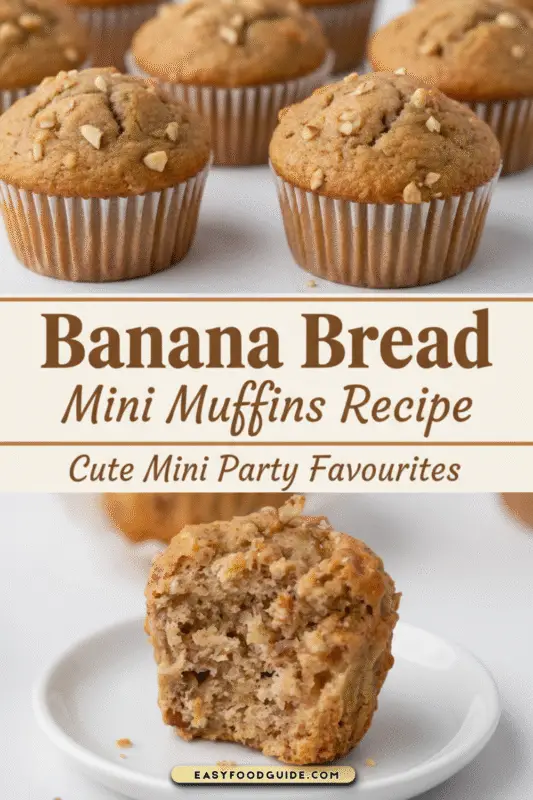A plate of mini banana bread muffins with walnuts, beside a coffee mug, in a cozy kitchen setting.