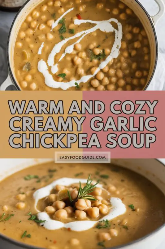 Warm and Cozy Creamy Garlic Chickpea Soup