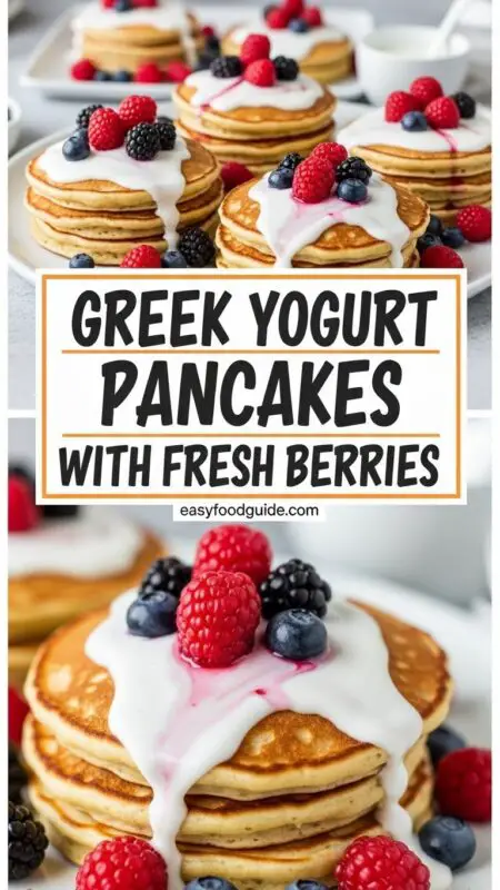 Fluffy Greek Yogurt Pancakes with Fresh Berries