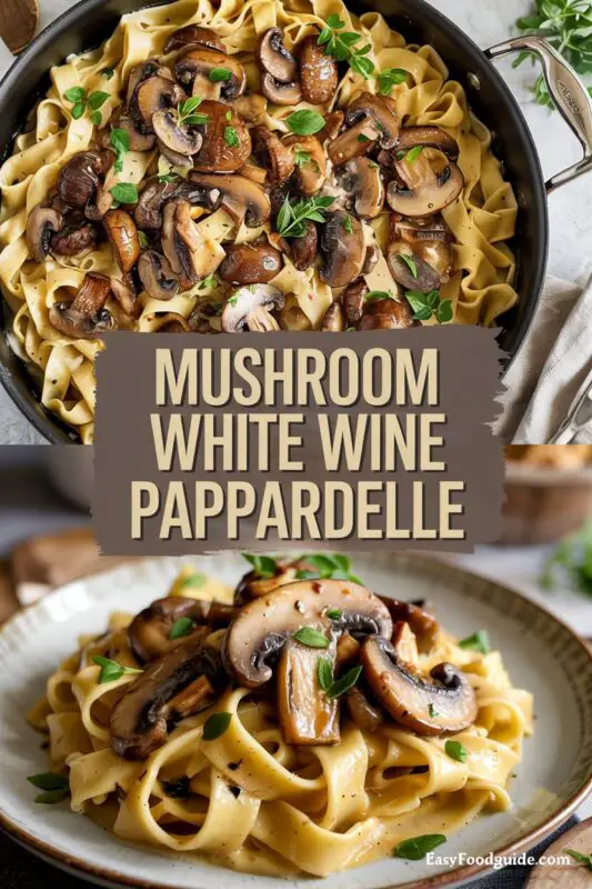 Indulge in creamy Mushroom White Wine Pappardelle, packed with tender mushrooms and pasta. Try this easy, flavorful recipe tonight!